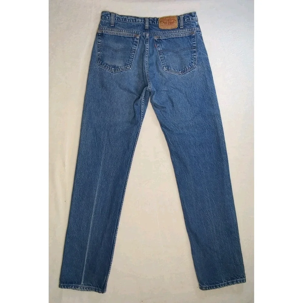 VTG Levis 505 Red Tab Straight Jeans Men 34x34 Faded Wash Wallet Made In USA Y2K